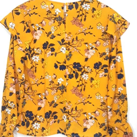 Mello Day Sz S Yellow Cottage Core Floral Babydoll Blouse - Picture 2 of 8